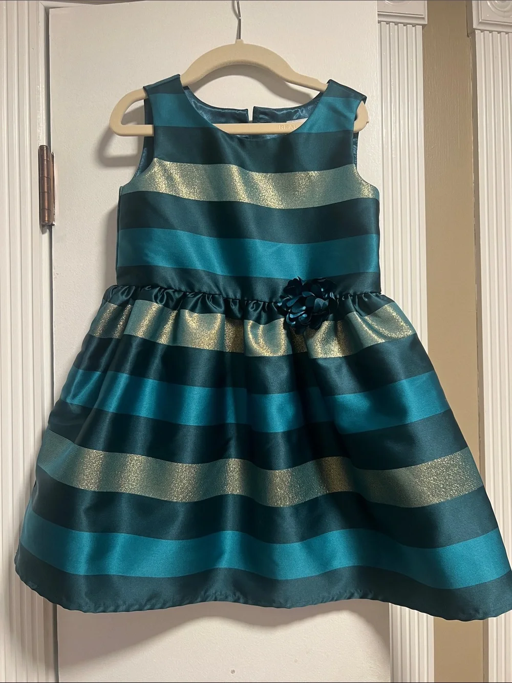 The Children's Place Teal, Green & Gold Striped Party Dress